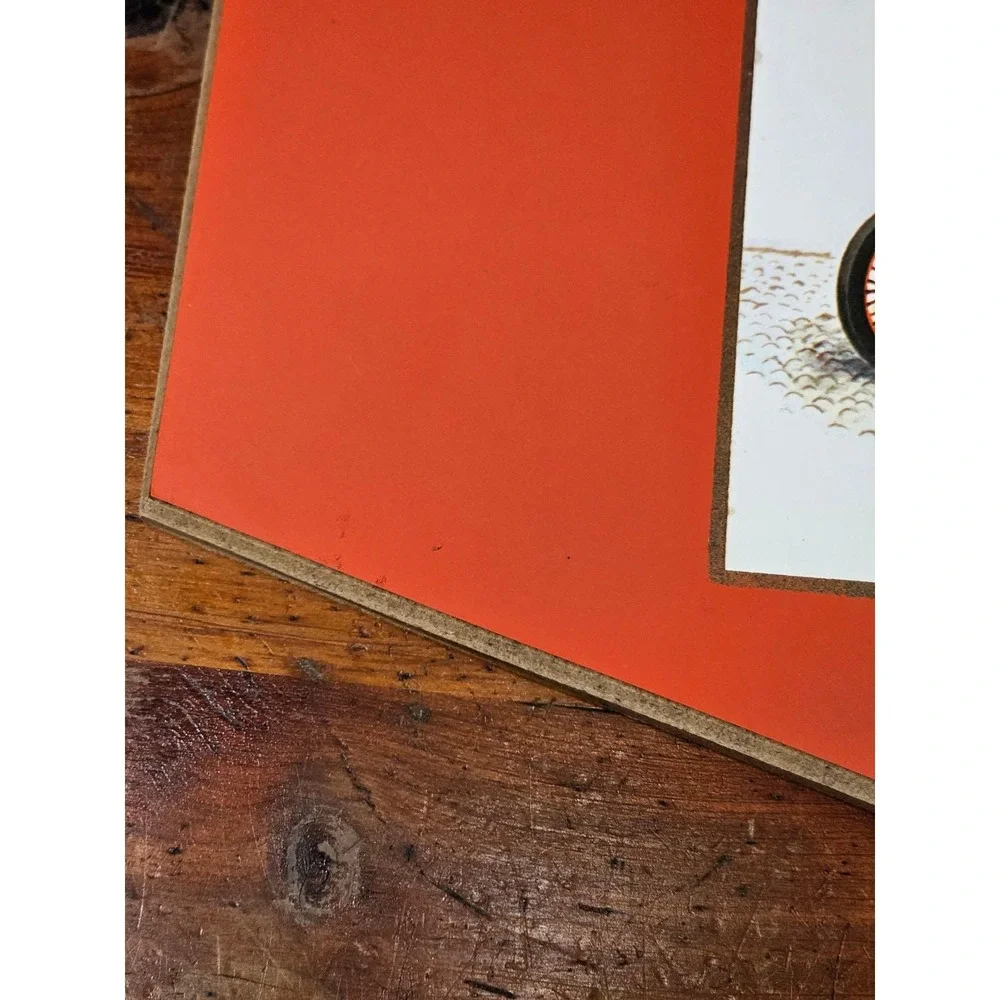 Vintage Renault 1899 Automobile Wall Plaque Red Orange Car Decor 11.5x5
